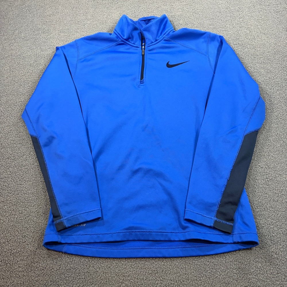 Nike Pullover Mens Medium Blue Therma-FIT 1/4 Zip Training Sweatshirt 645383-481
